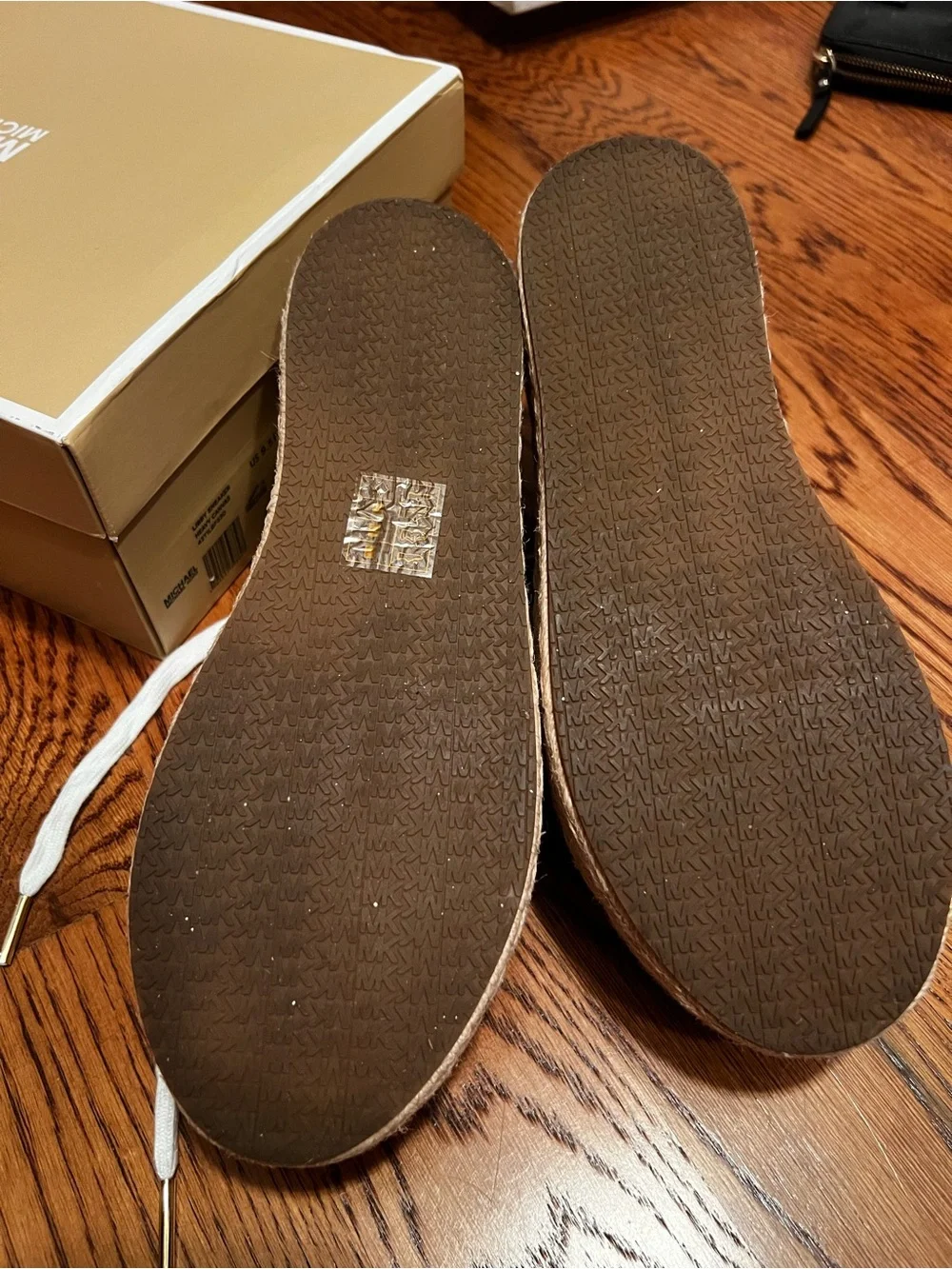 Michael Kors White Canvas Espadrille Sneakers with Gold Accents